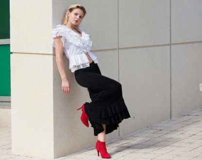 Black ruffled irregular high waist maxi skirt - Image 11