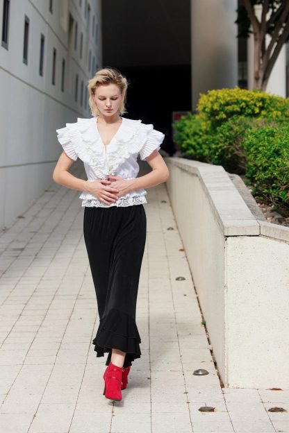 Black ruffled irregular high waist maxi skirt - Image 5