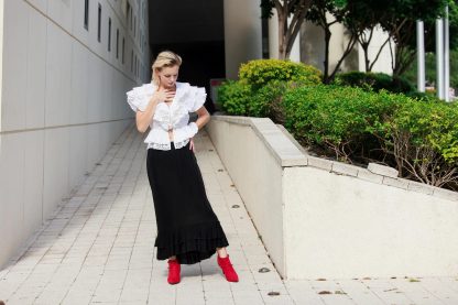 Black ruffled irregular high waist maxi skirt - Image 4