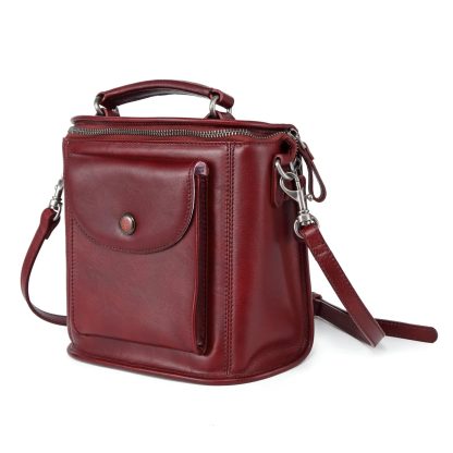 Top-grain cowhide niche retro commuter bag - Image 11