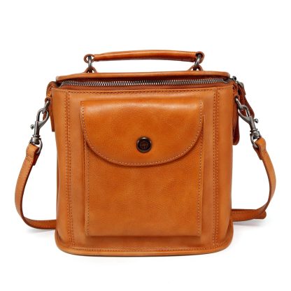 Top-grain cowhide niche retro commuter bag - Image 9