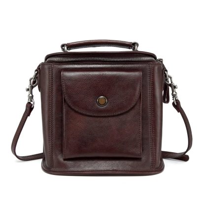 Top-grain cowhide niche retro commuter bag - Image 8