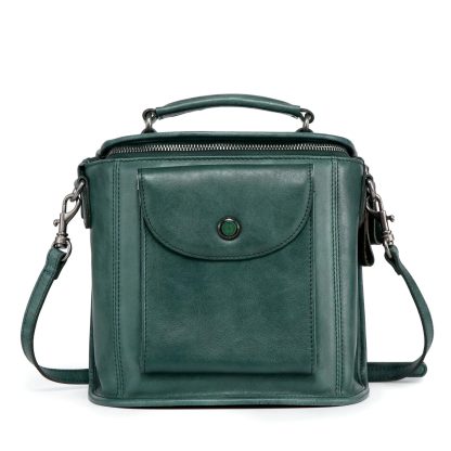 Top-grain cowhide niche retro commuter bag - Image 7