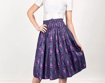 Purple and blue jacquard pleated midi skirt - Image 5