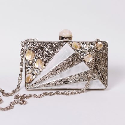 Vintage silver scalloped shell evening bag - Image 3
