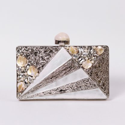 Vintage silver scalloped shell evening bag - Image 2