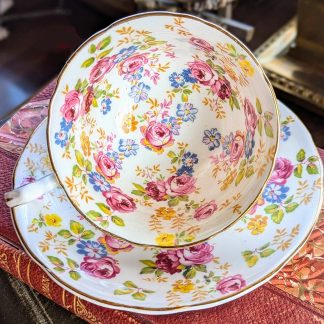 English floral bone china cup and saucer set