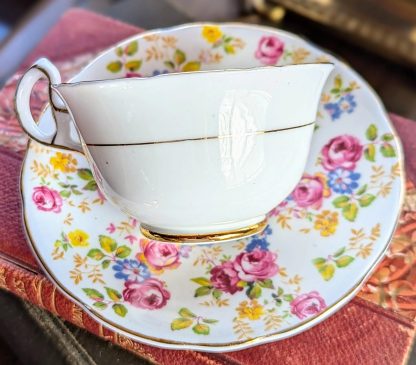 English floral bone china cup and saucer set - Image 4