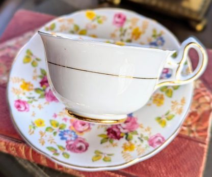 English floral bone china cup and saucer set - Image 3