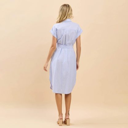 Fresh striped tie waist shirt dress - Image 3