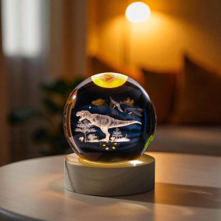 Inner-carved crystal dinosaur night light ornament