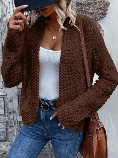 Brown chunky-knit cardigan - Image 2