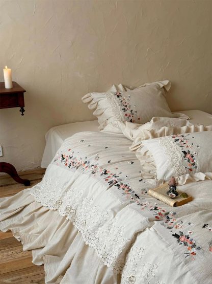 Pastoral embroidered lace four-piece bedding set - Image 6