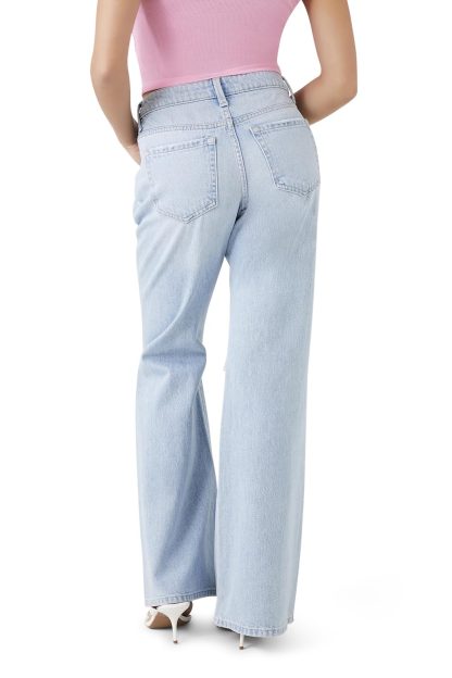 Retro gyaru high-waisted slim-fit flared trousers - Image 2