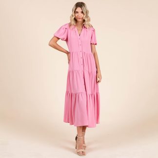 Retro sweet girl style shirt collar cake dress
