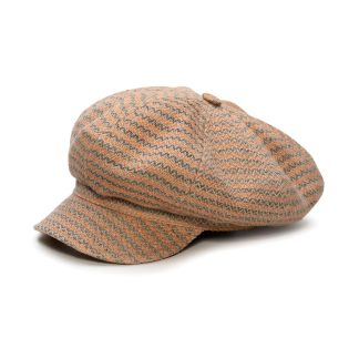 Orange-gray wavy wool newsboy cap