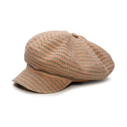 Orange-gray wavy wool newsboy cap