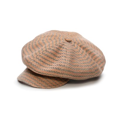 Orange-gray wavy wool newsboy cap - Image 4