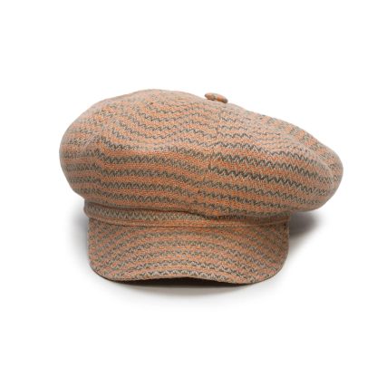 Orange-gray wavy wool newsboy cap - Image 3