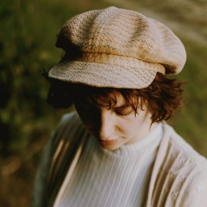 Orange-gray wavy wool newsboy cap - Image 2