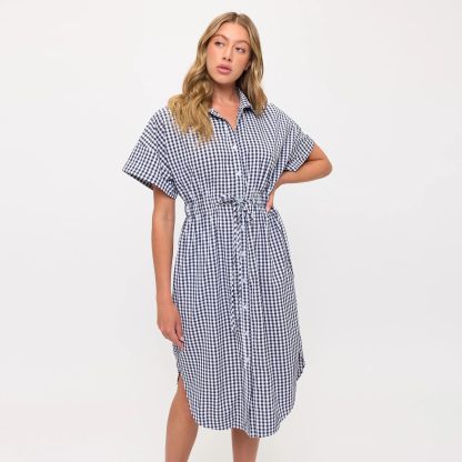 Retro and Fresh Plaid Waist Shirt Dress - Image 6