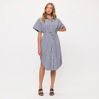 Retro and Fresh Plaid Waist Shirt Dress