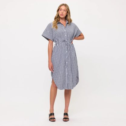 Retro and Fresh Plaid Waist Shirt Dress
