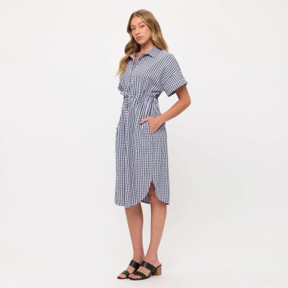 Retro and Fresh Plaid Waist Shirt Dress - Image 3