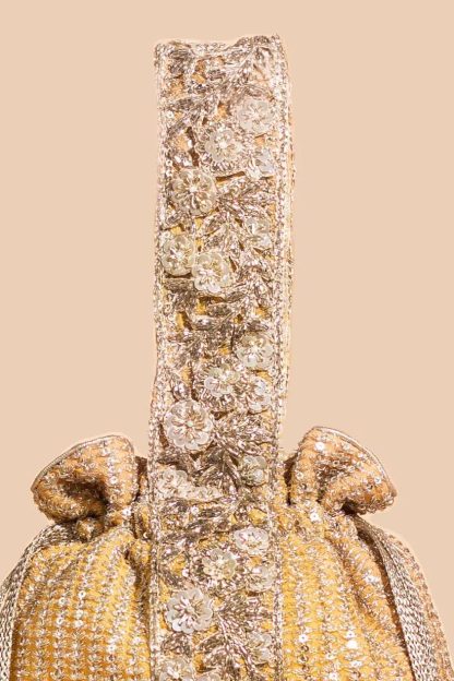 Luxurious golden brown embroidered handbag - Image 2