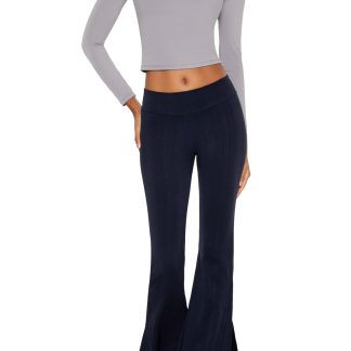 Elastic slim retro flared trousers