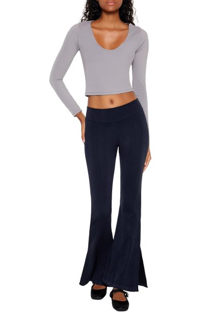 Elastic slim retro flared trousers