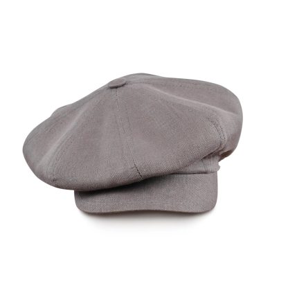 Light gray linen newsboy cap - Image 4