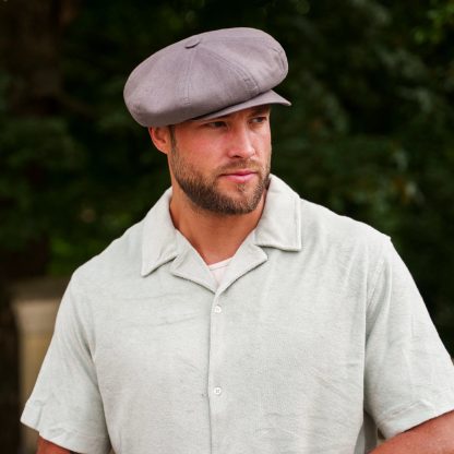 Light gray linen newsboy cap - Image 3