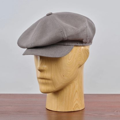 Light gray linen newsboy cap - Image 2