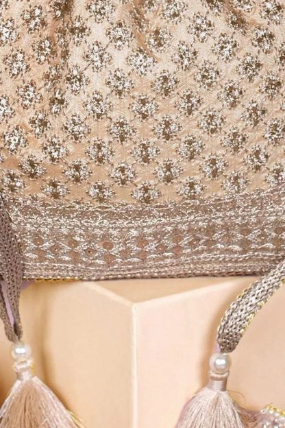 Champagne gold embroidered tassel drawstring bag - Image 7