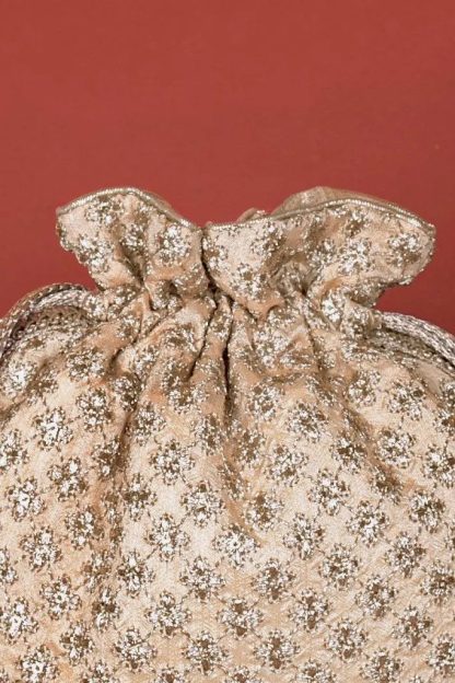 Champagne gold embroidered tassel drawstring bag - Image 5
