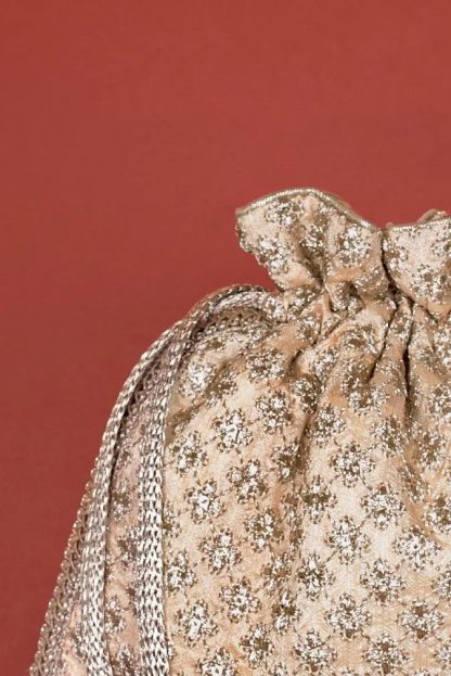 Champagne gold embroidered tassel drawstring bag - Image 4