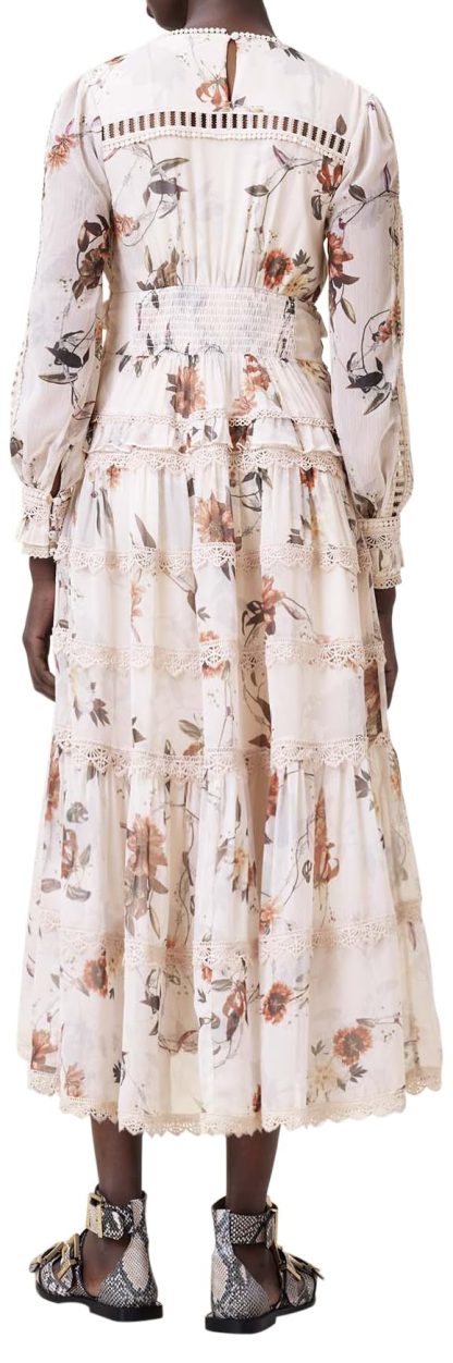 Floral V-neck lace-paneled midi dress - Image 8