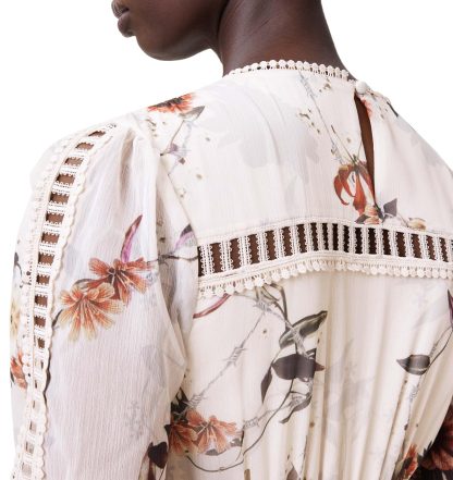 Floral V-neck lace-paneled midi dress - Image 3