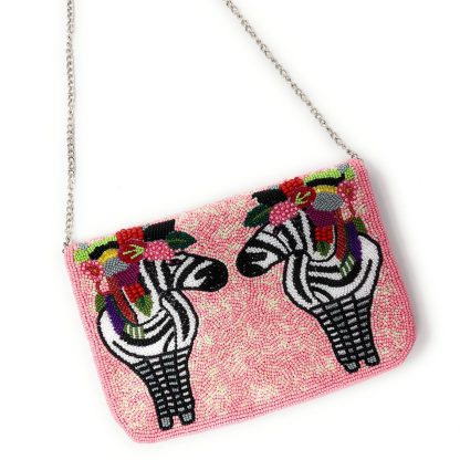 Zebra flower hand-beaded crossbody bag - Image 2