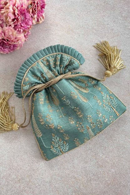 Lapis Lazuli contrasting embroidered drawstring bag - Image 6