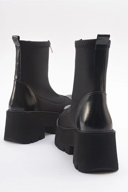 Dark punk front zipper platform boots - Image 6
