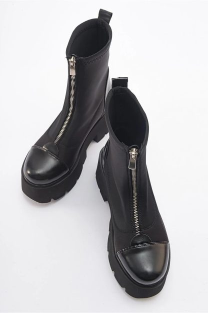 Dark punk front zipper platform boots - Image 4