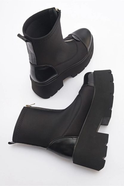 Dark punk front zipper platform boots - Image 2