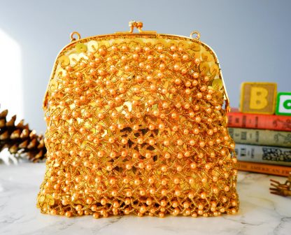 Luxurious gold hand-beaded lock bag - Image 4