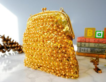 Luxurious gold hand-beaded lock bag - Image 3