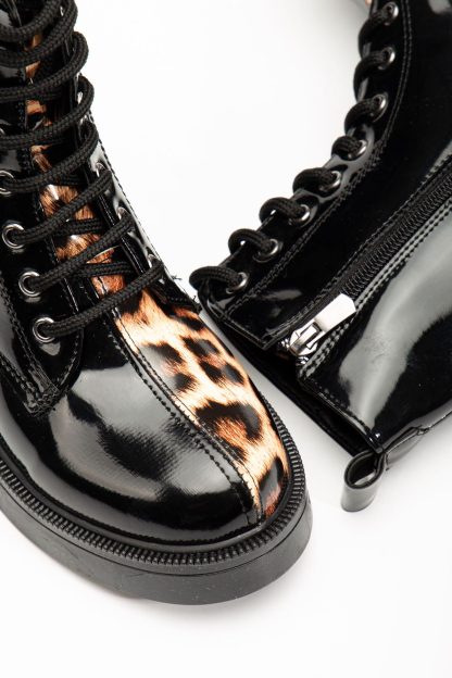 Punk leopard print shiny Martin boots - Image 5