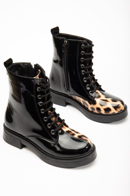 Punk leopard print shiny Martin boots - Image 4