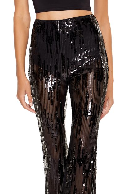 Black Sequined Bootcut Casual Pants - Image 6