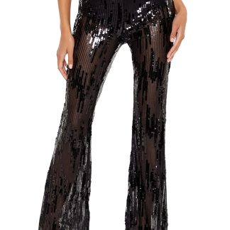 Black Sequined Bootcut Casual Pants